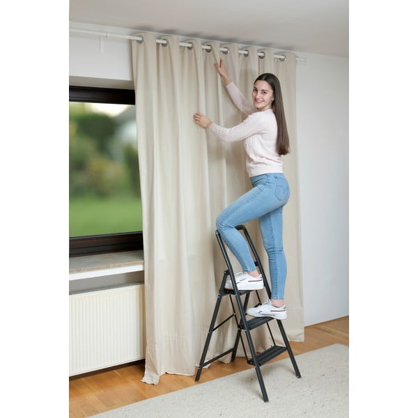 Kompaktna črna lestev Wenko, višina 114,5 cm-image-1