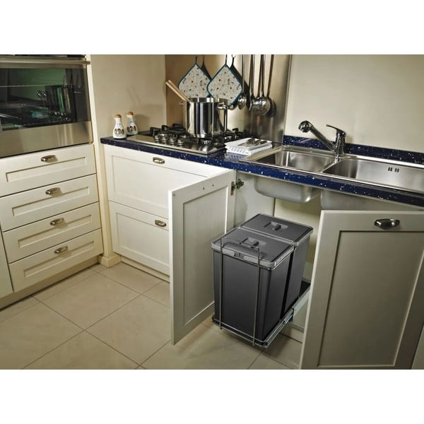 Izvlečni plastični koš za ločevanje odpadkov 18 + 8 + 8 l Ecofil - Elletipi-image-1