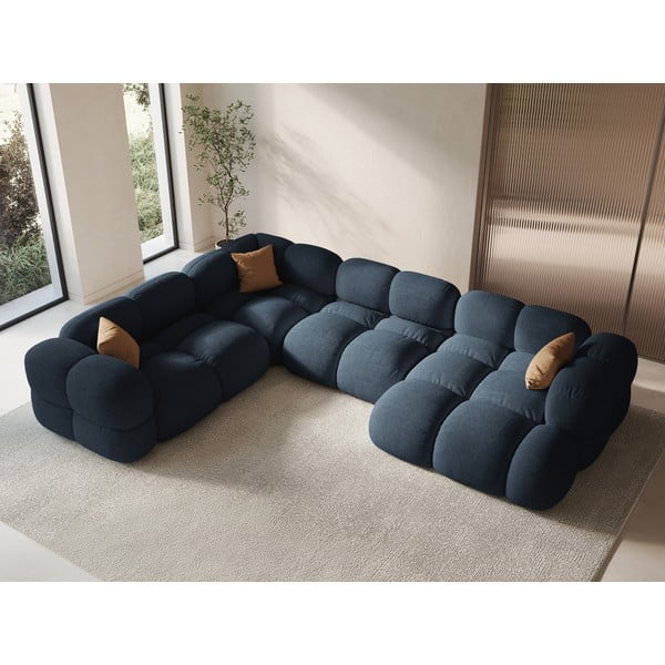 Temno modra kotna sedežna garnitura (levi kot/v obliki črke "U") Loretto – Cosmopolitan Design-image-1