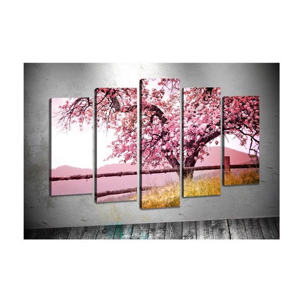 Komplet 5 slik Tablo Center Pink Mountains