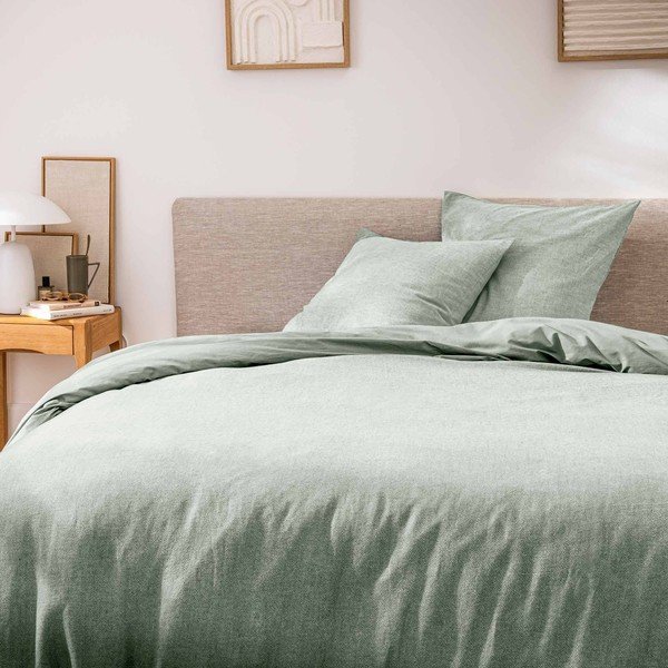 Zelena 3-delna bombažna posteljnina za zakonsko posteljo/podaljšana 240x220 cm Meline – douceur d'intérieur-image-1
