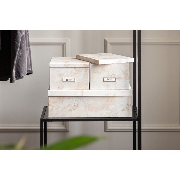 Bež kartonaste škatle za shranjevanje v kompletu 3 ks s pokrovom 31x47x15,5 cm Inge Paper Laminate – Bigso-image-1