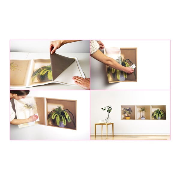 Komplet 3 nalepk s 3D učinkom Ambiance Flower-image-3