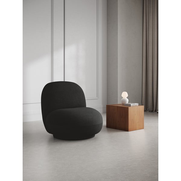 Črn fotelj iz tkanine bouclé Chuck – Micadoni Home-image-1