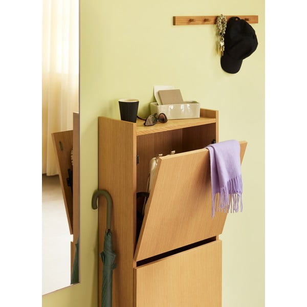 Stenski obešalnik v hrastovem dekorju 60 cm Cosplay – Hübsch-image-1