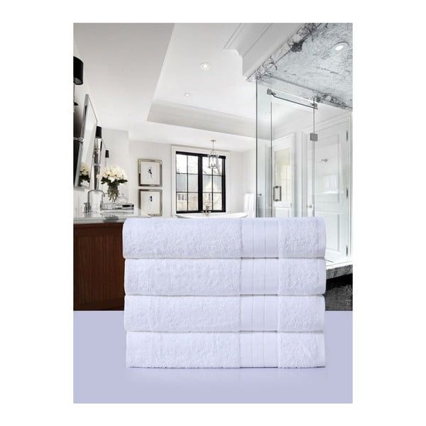 Bele frotirne bombažne brisače v kompletu 4 ks 50x100 cm – Good Morning-image-2