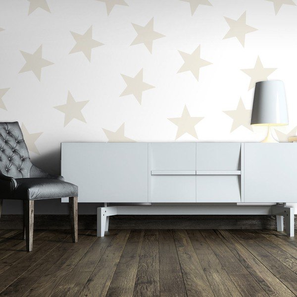 Otroška tapeta iz netkanega tekstila 400 cm x 280 cm Beige Stars – Artgeist-image-1