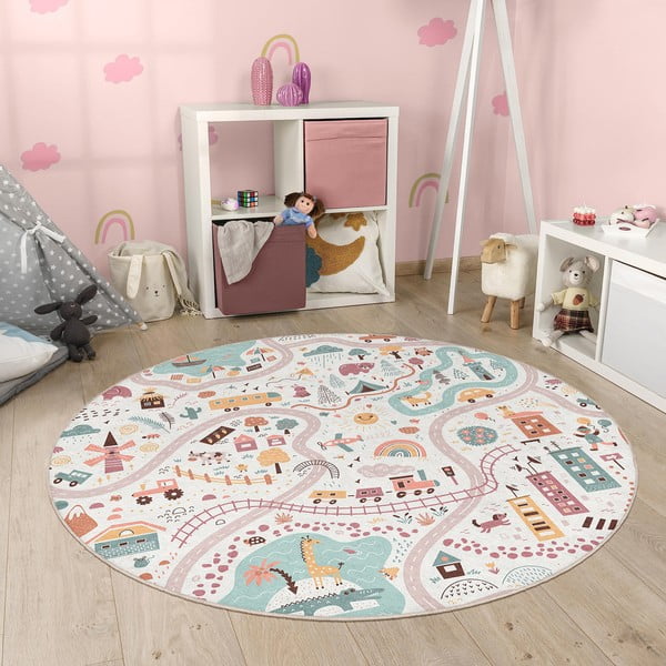 Pralna otroška igralna preproga ø100 cm Furry World – Mila Home-image-4