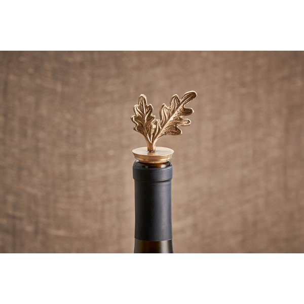 Vinski zamašek iz plute in medenine Nkuku Oak Leaf-image-1