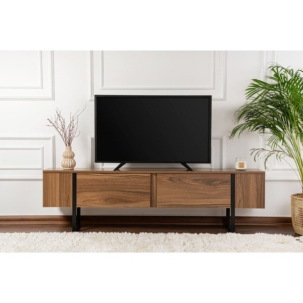 TV omarica v orehovem dekorju v temni naravni barvi 180x50x29,5 cm Serenity – Kalune Design-image-1