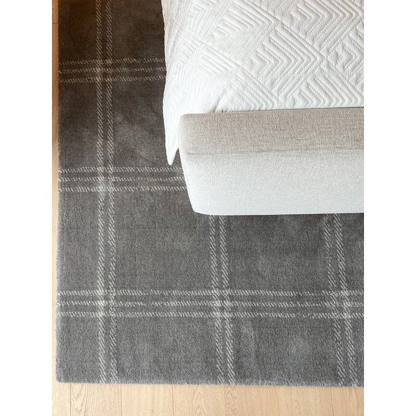 Antracitno siva volnena preproga 120x180 cm Calisia M Grid Prime – Agnella-image-2