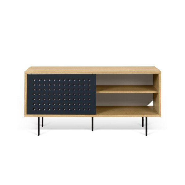 TV komoda v hrastovem dekorju s črno-belimi detajli TemaHome Dann Dots, dolžina 135 cm-image-4