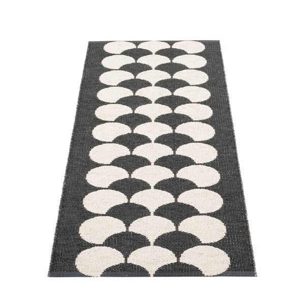 Črn/kremno bel zunanji in notranji tekač 70x150 cm Poppy Black Vanilla – Pappelina