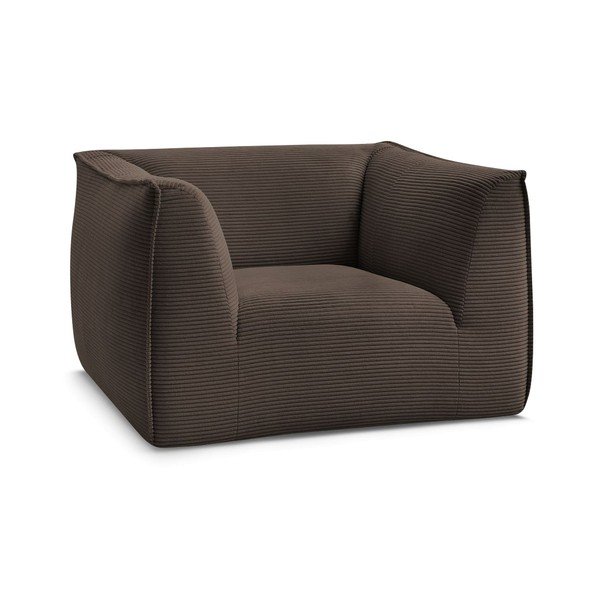 Rjav fotelj iz rebrastega žameta Giorgia – Bobochic Paris