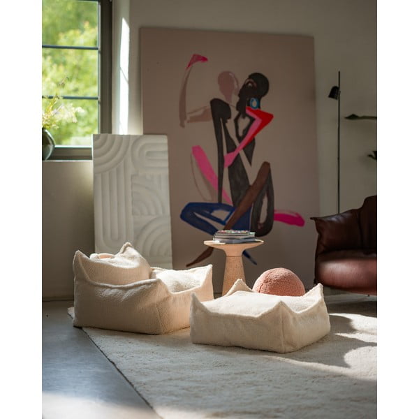 Kremno bela otroška vreča za sedenje iz tkanine bouclé Chair – Wigiwama-image-4