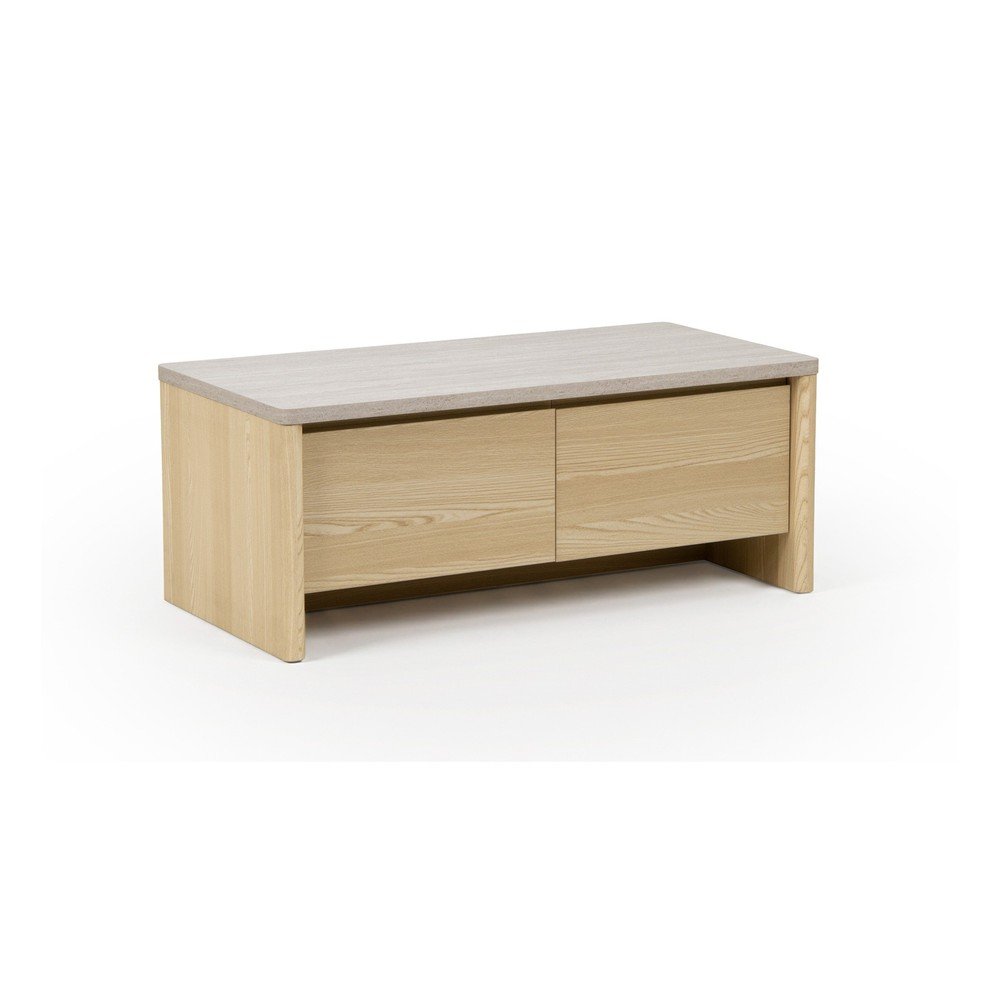 Bela/v svetli naravni barvi klubska mizica v hrastovem dekorju 40x100 cm Dore