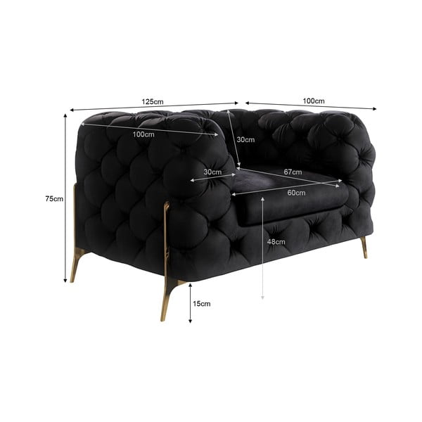 Črn žameten fotelj Chelsea Bis – Ropez-image-4