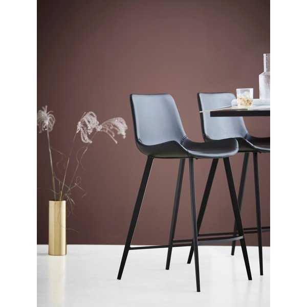 Črn barski stol iz usnja DAN-FORM Denmark Hype-image-1