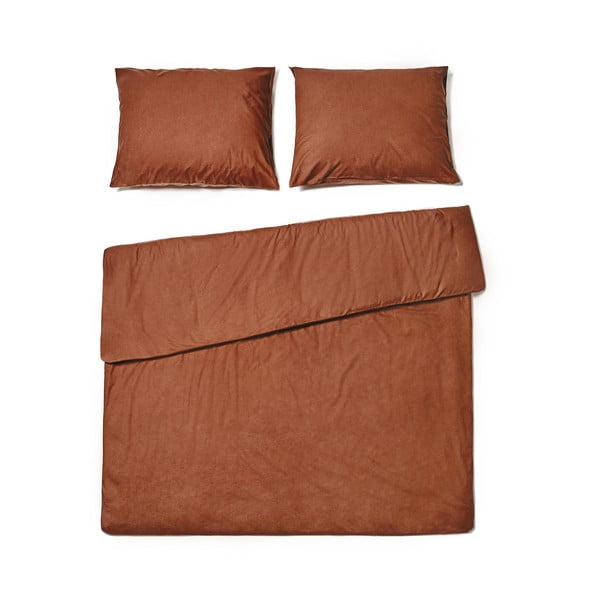 Kostanjevo rjava bombažna posteljnina za zakonsko posteljo Bonami Selection, 200 x 220 cm