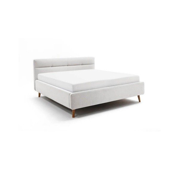 Svetlo siva oblazinjena zakonska postelja s prostorom za shranjevanje z letvenim dnom 160x200 cm Lotte – Meise Möbel