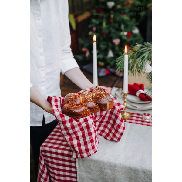 Lanena kuhinjska krpa 45x65 cm Red Gingham – Linen Tales-image-2