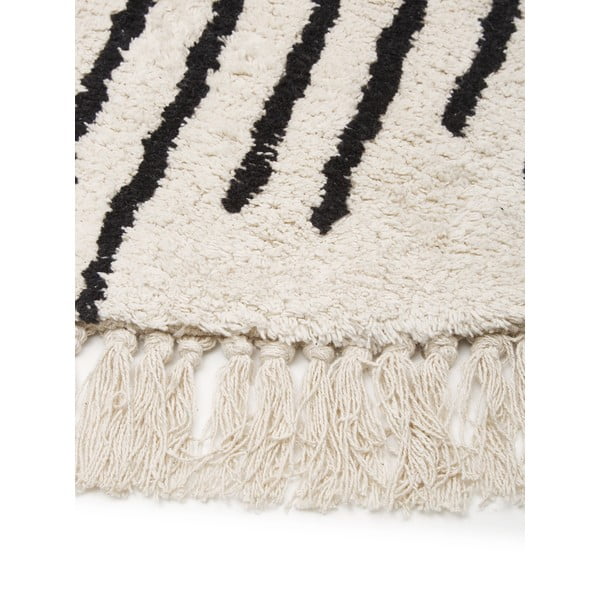 Bež in črna ročno tkana bombažna preproga Westwing Collection Fini, ø 150 cm-image-4