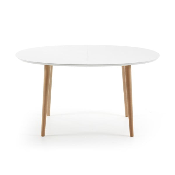 Raztegljiva jedilna miza z belo mizno ploščo 90x140 cm Oqui – Kave Home-image-1