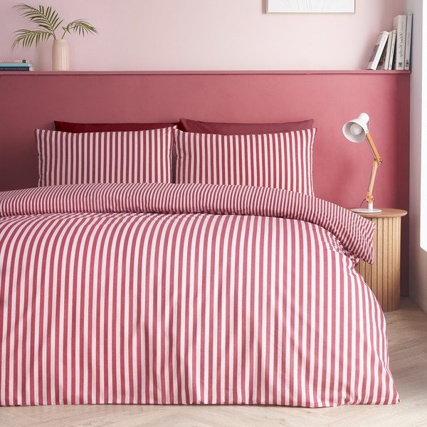 Bordo rdeča enojna posteljnina 135x200 cm Epping Textured Stripe – Catherine Lansfield