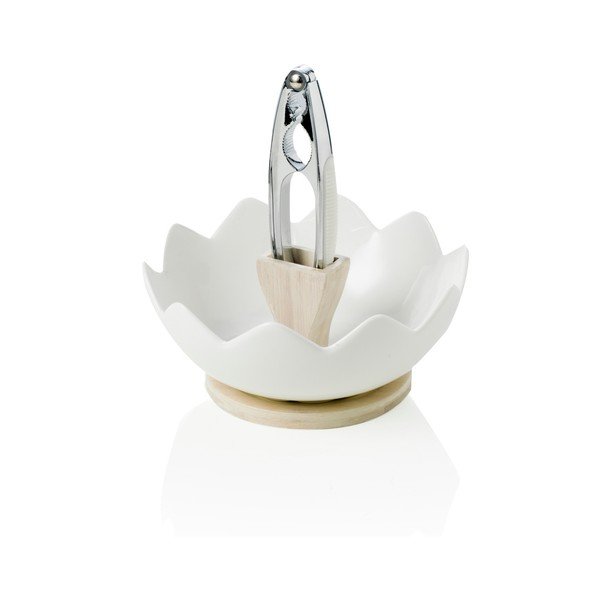 Porcelanska posoda za orehe z lomilcem orehov in podrobnostmi iz bambusa Brandani-image-1