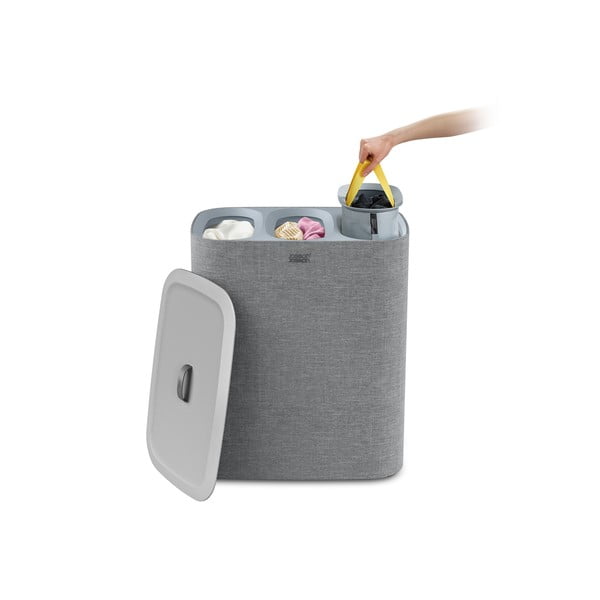 Siv tekstilni koš za perilo 90 l Tota Trio – Joseph Joseph-image-3