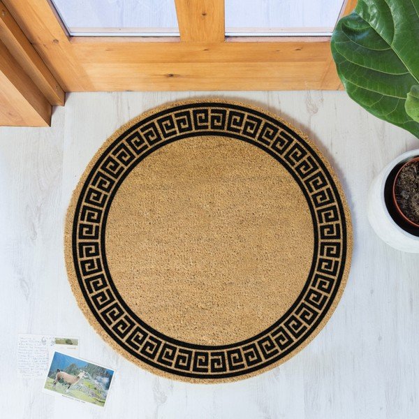 Okrogel predpražnik iz naravnih kokosovih vlaken Artsy Doormats Greek Border, ⌀ 70 cm-image-1