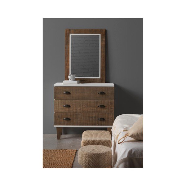 Bela komoda s 3 predali Geese Rustic-image-2