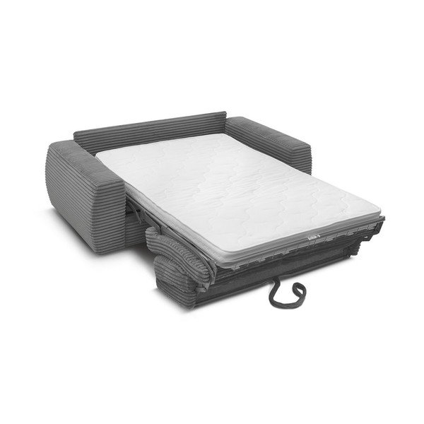 Temno siva sedežna garnitura za spanje/raztegljiva iz rebrastega žameta 220 cm Hugo – Bobochic Paris-image-3