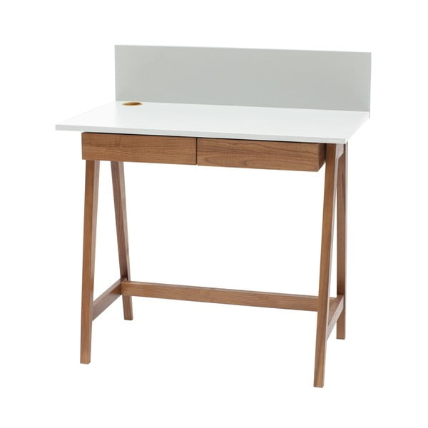 Bela pisalna miza s podnožjem iz jesenovega lesa Ragaba Luka Oak, dolžina 85 cm