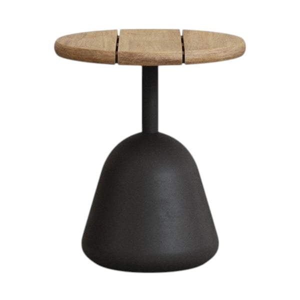 Okrogla mizica v črni in naravni barvi z mizno ploščo iz akacije ø 43 cm Saura – Kave Home