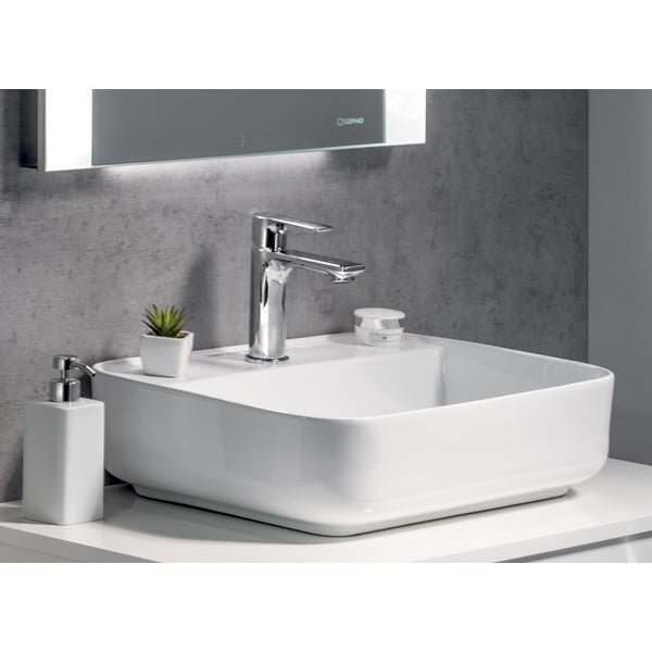 Stoječa armatura za umivalnik v sijajno srebrni barvi Pax – Sapho-image-3