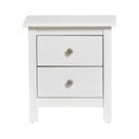 Bela nočna omarica iz masivnega borovega lesa z 2 predaloma Marckeric Berna