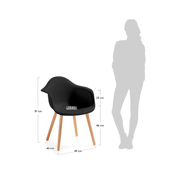 Komplet 2 črnih jedilnih stolov La Forma Kenna-image-3