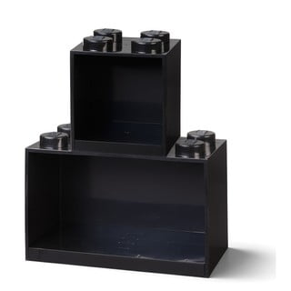 Komplet 2 otroških črnih stenskih polic iz kock LEGO®