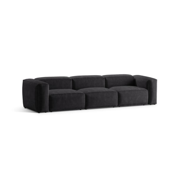 Temno siva sedežna garnitura iz rebrastega žameta 364 cm Bergamo – Cosmopolitan Design-image-2