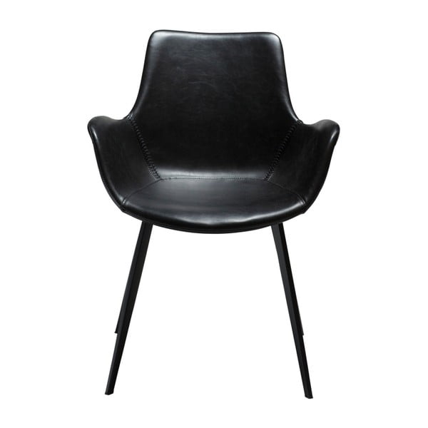 Črn jedilni stol iz usnja z nasloni za roke DAN-FORM Denmark Hype-image-1