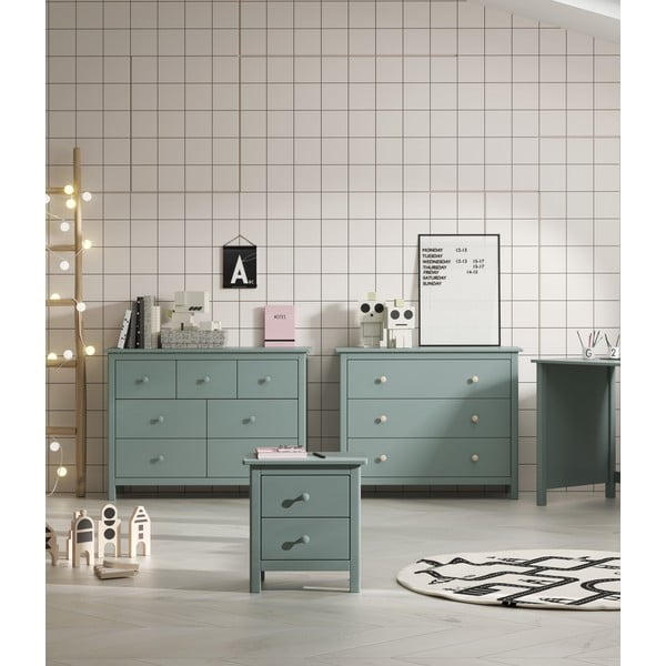 Modrozelena otroška nočna omarica iz masivnega bora Max – Marckeric-image-1