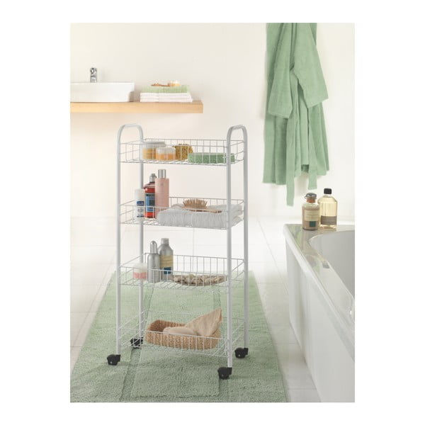 Bela kovinska mobilna polica 41x84 cm Pisa - Metaltex-image-3