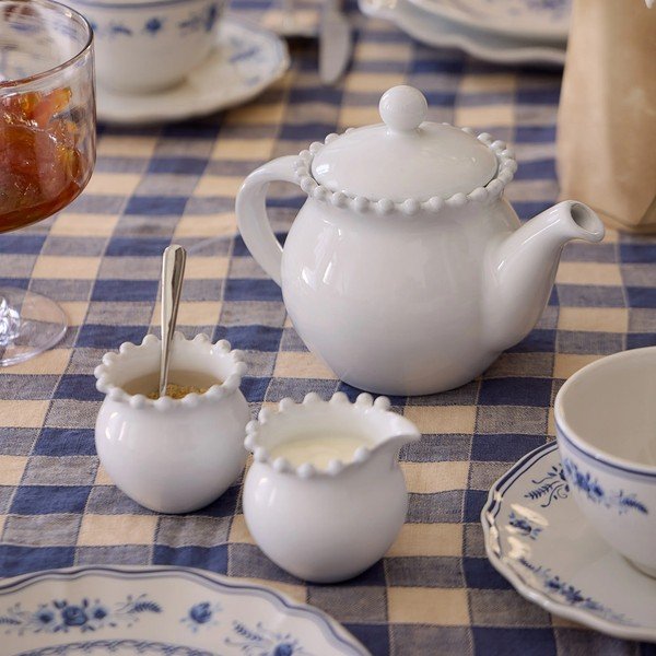 Bel čajnik iz kamenine s cedilom 500 ml Pearl – Costa Nova-image-1