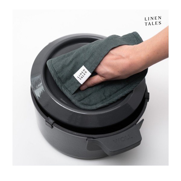 Lanena kuhinjska rokavica Forest Green – Linen Tales-image-1