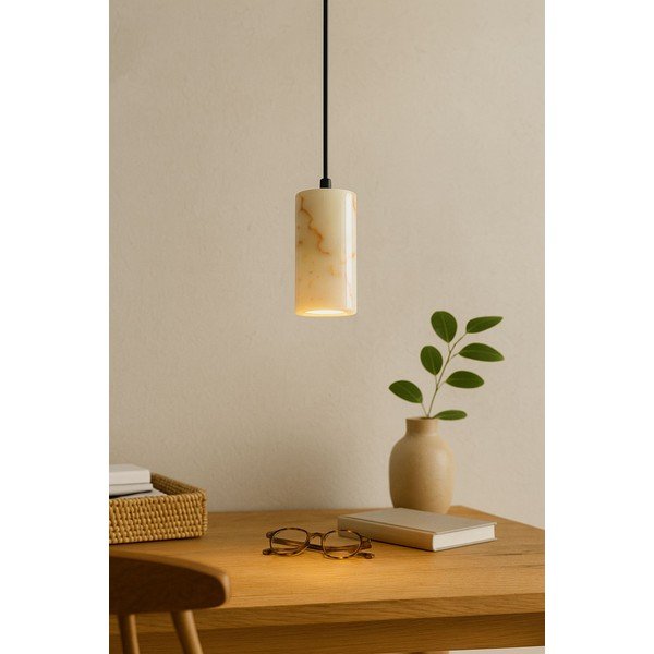 Kremno bela viseča svetilka z marmornim senčilom ø 6,5 cm Selma – Opviq lights-image-4