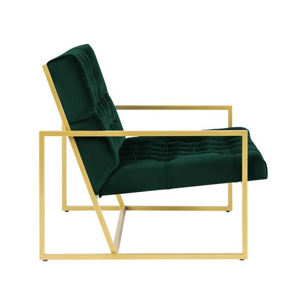 Zeleni fotelj z zlatim vzorcem Mazzini Sofas Bono-image-3