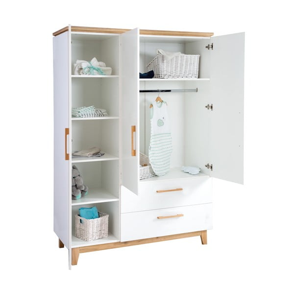 Bela otroška garderobna omara v hrastovem dekorju 135x200 cm Finn – Roba-image-4