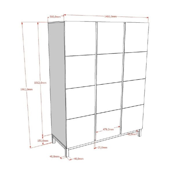 Bela otroška garderobna omara 149x196x58 cm Eva – Vipack-image-2