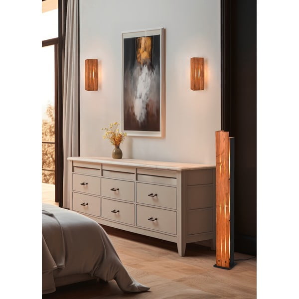 Stoječa svetilka z lesenim senčilom v črni in naravni barvi (višina 121 cm) Karuni – Trio-image-1